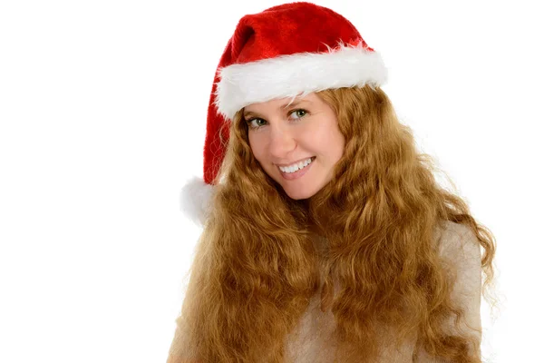 Noel Baba şapkası rad saçlı çekici genç kadın — Stok fotoğraf