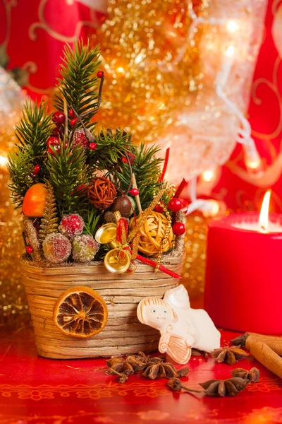 Deco natalizio con candel — Foto Stock