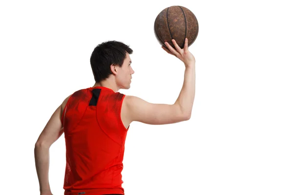 Homem desportivo com uma bola — Fotografia de Stock