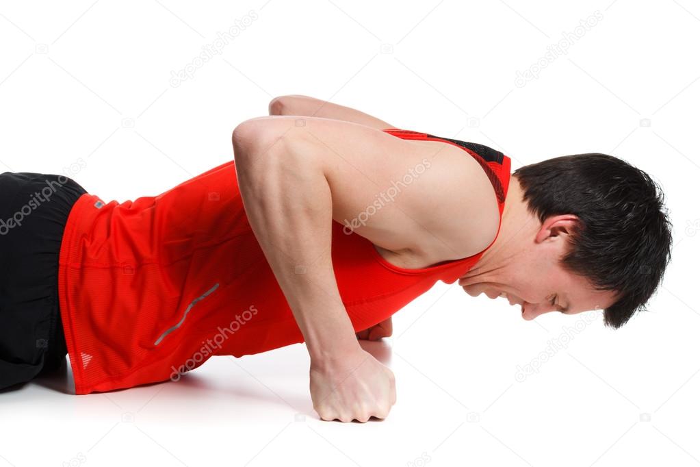 sporty man push up