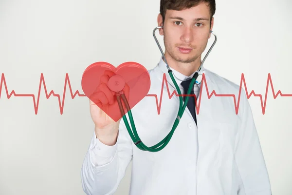 Lekarz, stetoskop, puls serca — Zdjęcie stockowe