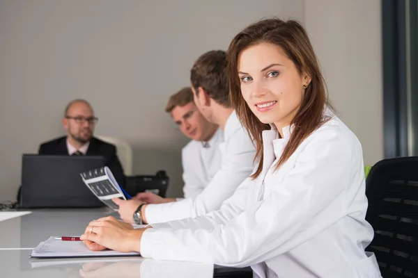 Medical consultation with three doctors and businesman — Stock Photo, Image