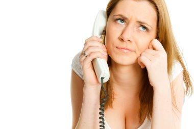 çekici genç kadın telefon kızgın