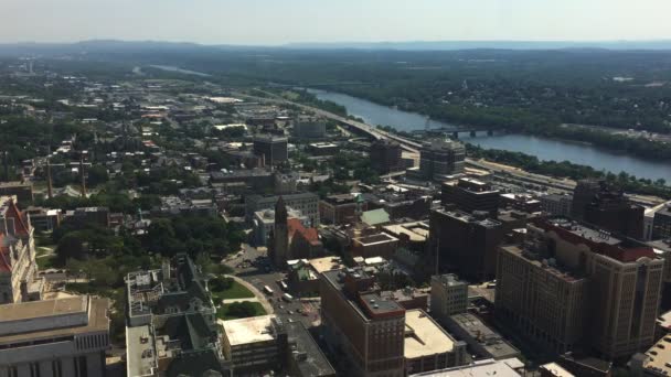 Havadan görünümü Albany, New York üzerinden — Stok video