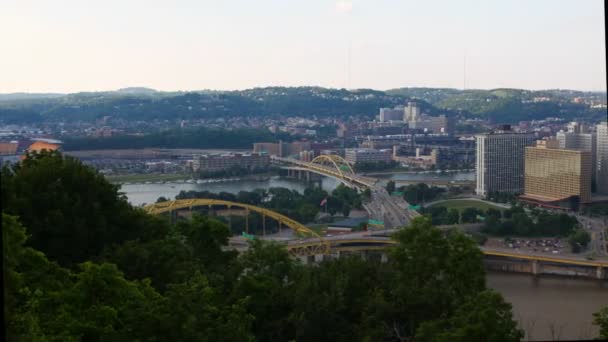 Timelapse Pittsburgh, Pennsylvania hareket kontrollü — Stok video