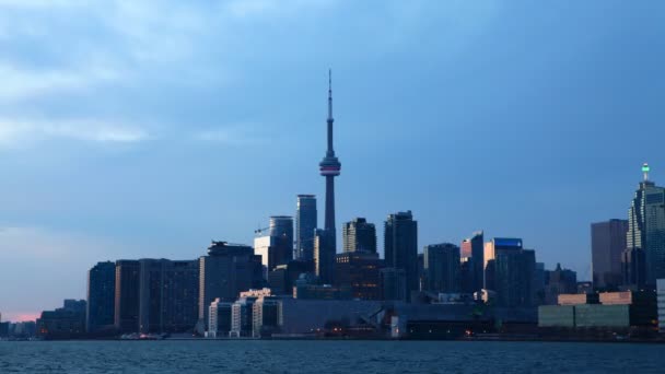 Dia para a noite timelapse Toronto Skyline — Vídeo de Stock