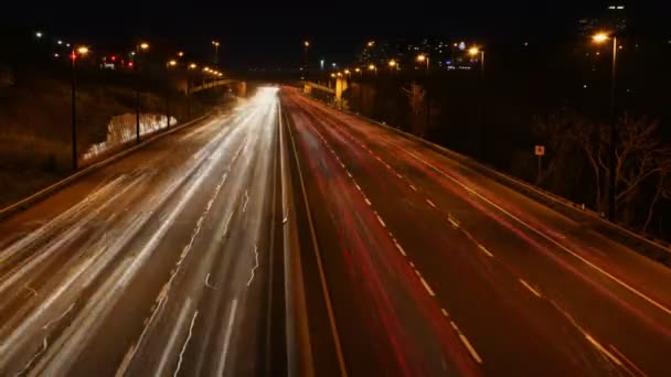4K UltraHD Time-blended timelapse of night traffic in Toronto, Canada — Stock Video