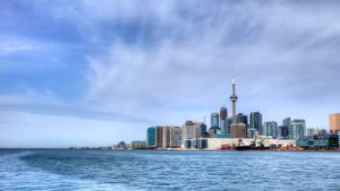 4 k Ultrahd Timelapse manzara Toronto manzarası ve liman, Kanada