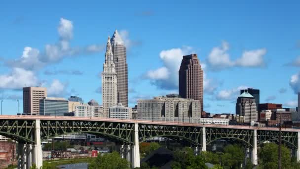 4 k Ultrahd Timelapse uitzicht op de skyline van Cleveland — Stockvideo