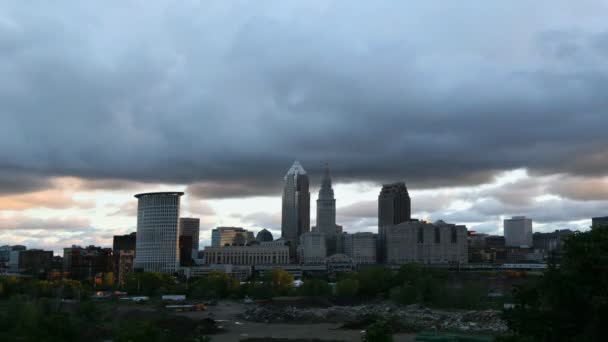 4K UltraHD Timelapse of storm clouds over Cleveland, Ohio — Stock Video