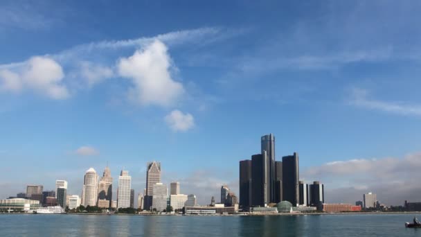 4k Ultrahd Timelapse z Detroit z przepływających łodzi — Wideo stockowe