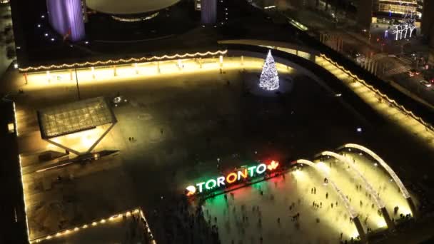 Cronologia Aérea Área Prefeitura Toronto Canadá Noite — Vídeo de Stock