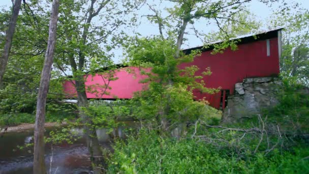 Conley Ford Covered Bridge Індіана Сша — стокове відео