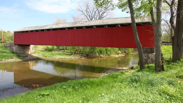 Veduta Del Cumberland Covered Bridge Indiana Stati Uniti — Video Stock