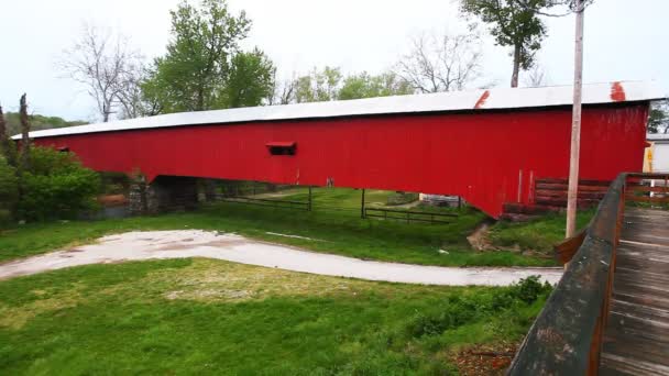 Vue Pont Couvert Mainsfield Dans Indiana États Unis — Video
