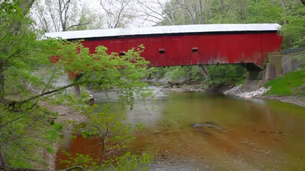 Rolling Stone Covered Bridge Indiana Stati Uniti — Video Stock