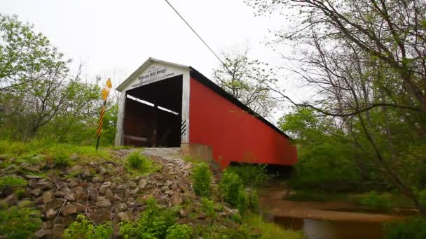 Wilkins Mill Covered Bridge Indiana Stati Uniti — Video Stock
