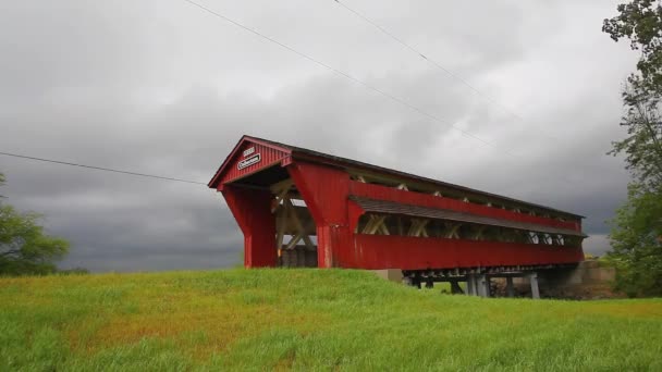 Escena Culbertson Covered Bridge Ohio Estados Unidos — Vídeos de Stock