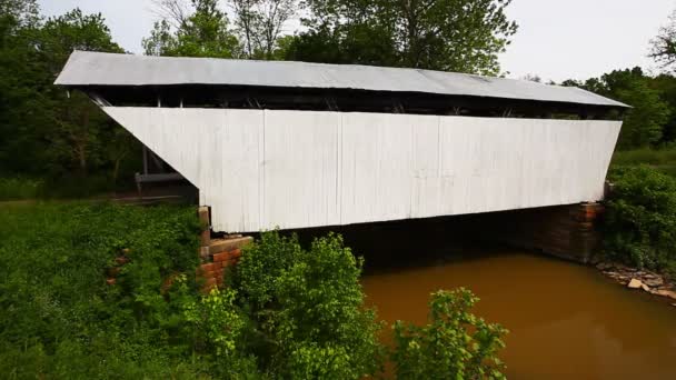 Blick Auf Die Kirker Covered Bridge Ohio Usa — Stockvideo