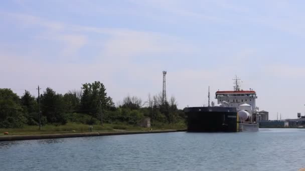 Welland Ontario Canada August 2017 Ultrahd Timelapse Lake Freighter Moves — Stok video