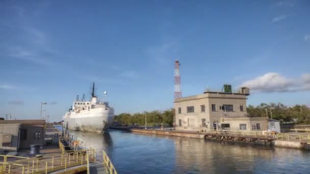 Welland Ontario Canada 2017 Ultrahd Timelapse Freighter Moves Welland Canal — 비디오