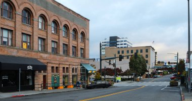 Everett, Washington / Birleşik Devletler - 15 Ekim 2018: Everett, Washington 'da bir sokak manzarası