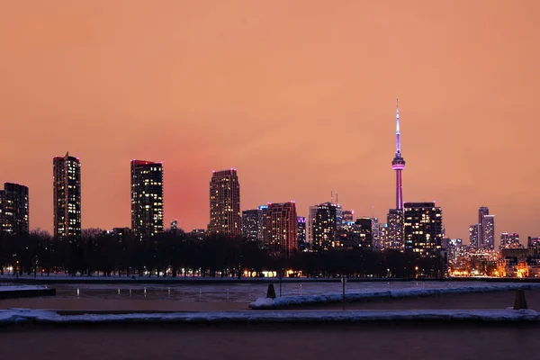 Золоте Небо Над Торонто Сутінках — стокове фото