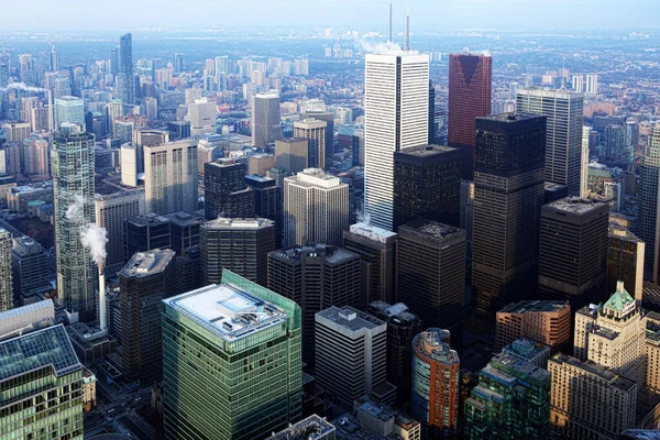 Een Antenne Uitzicht Het Centrum Van Toronto Bij Zonsondergang — Stockfoto