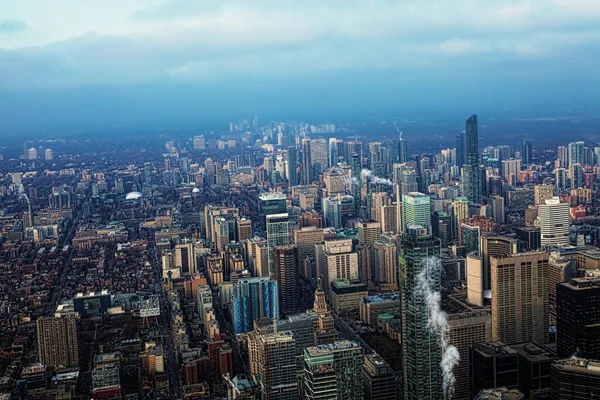 Uma Vista Aérea Centro Cidade Toronto Entardecer — Fotografia de Stock