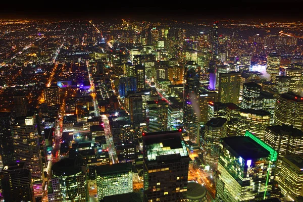 Eine Luftaufnahme Von Toronto Ontario Bei Nacht — Stockfoto