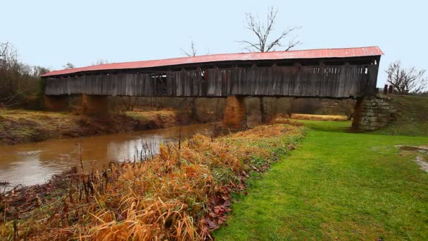 Long Covered Bridge Ohio Estados Unidos — Vídeos de Stock