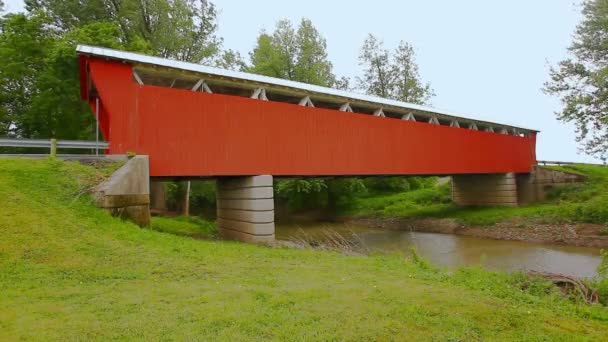 Vista Mccolly Covered Bridge Ohio Estados Unidos — Vídeos de Stock