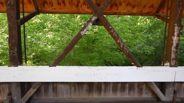 Interior Mink Hollow Covered Bridge Ohio Estados Unidos — Vídeos de Stock