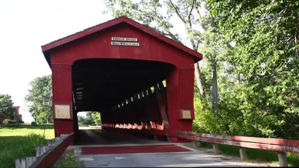 Vista Parker Covered Bridge Ohio Estados Unidos — Vídeo de stock