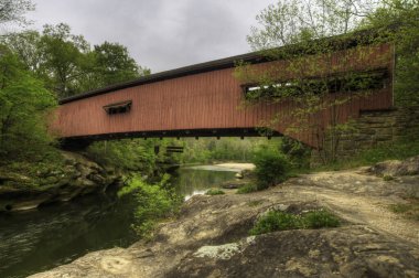 A Scene of Narrows Covered Bridge in Indiana, United States