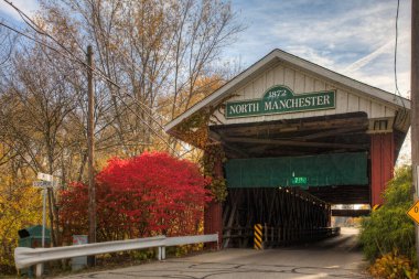 A View of North Manchester Covered Bridge in Indiana, United States