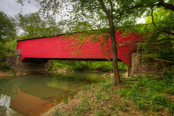 View Ramp Creek Covered Bridge Indiana Estados Unidos — Fotografia de Stock