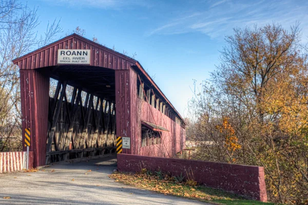 Eine Szene Der Roanne Covered Bridge Indiana Usa — Stockfoto