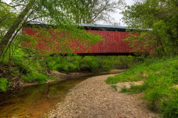 Ein Blick Auf Die Rush Creek Covered Bridge Indiana Usa — Stockfoto