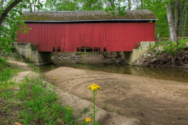 Ein Blick Auf Die Zacke Cox Covered Bridge Indiana Usa — Stockfoto