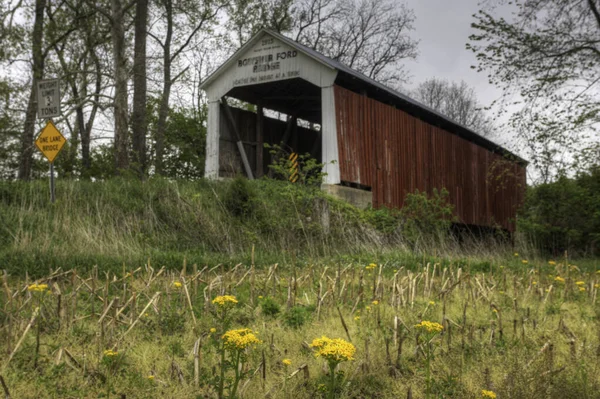 Uma Cena Bowsher Ford Covered Bridge Indiana Estados Unidos — Fotografia de Stock