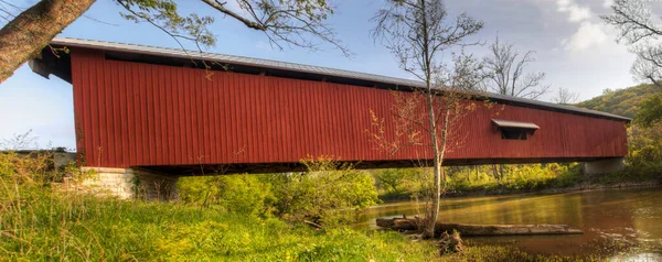 Ein Panorama Der Überdachten Brücke Von Busching Indiana Usa — Stockfoto