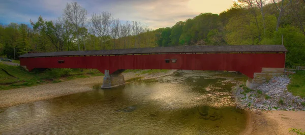 Die Deers Mills Covered Bridge Bundesstaat Indiana — Stockfoto