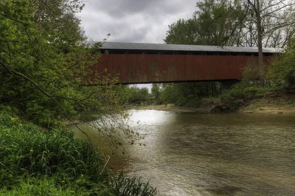 Ein Blick Auf Dick Huffman Bedeckte Brücke Indiana Vereinigte Staaten — Stockfoto