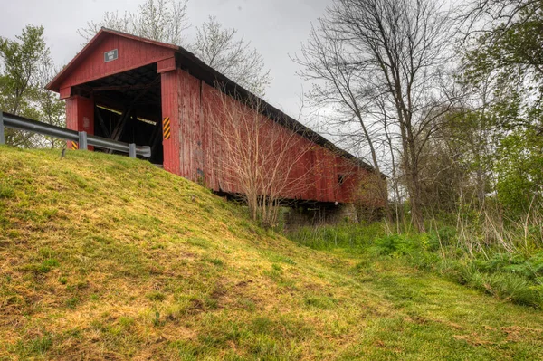 Ein Blick Auf Die Houck Covered Bridge Indiana Usa — Stockfoto