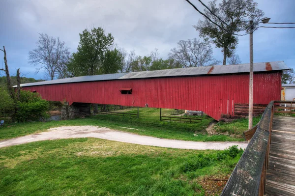 View Mansfield Covered Bridge Indiana United States — Fotografia de Stock