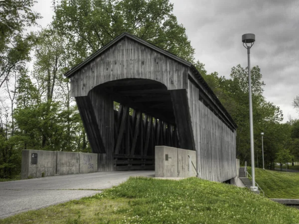 Die Neue Brownsville Überdachte Brücke Indiana Vereinigte Staaten — Stockfoto