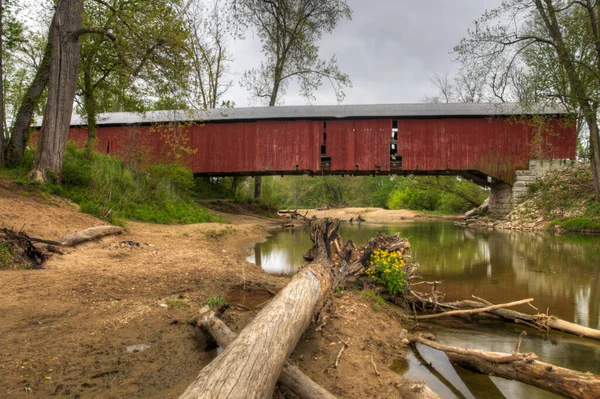 Die Oakalla Überdachte Brücke Indiana Vereinigte Staaten — Stockfoto