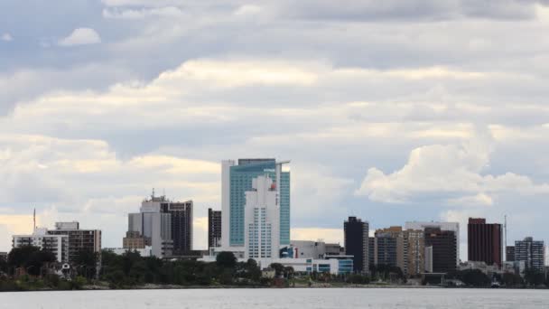 Timelapse Skyline Windsor Ontario Kanada Přes Detroit River — Stock video