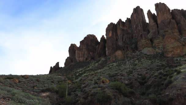 Uitzicht Bijgeloof Bergen Arizona Verenigde Staten — Stockvideo